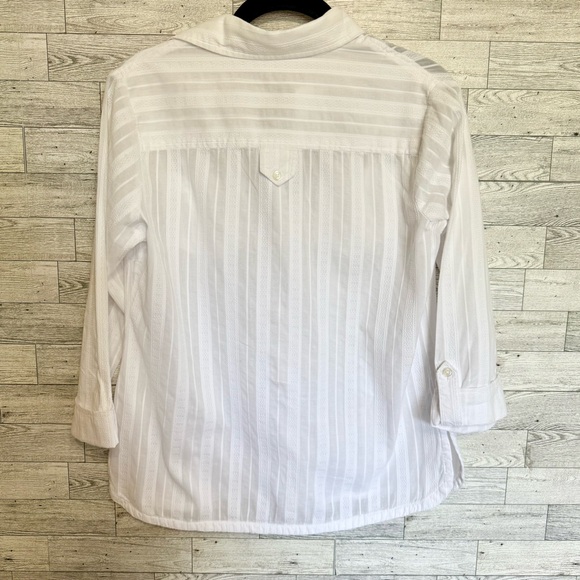 Baxter & Wells White Button Up Tab Sleeve Pockets Collared Rounded Hemline Vents - Picture 15 of 15